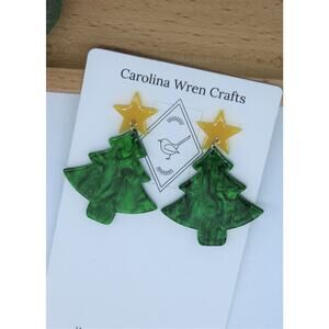 Lightweight Acrylic Christmas Tree with Star Stud Earrings